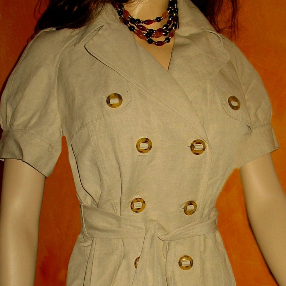 Victoria’s Secret London Jeans Beige Short Sleeve Linen Blazer Large 295251